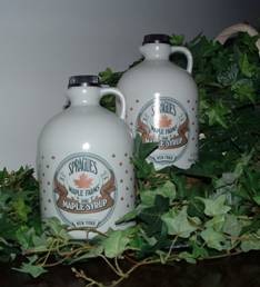 two half gallons of pure maple syrup